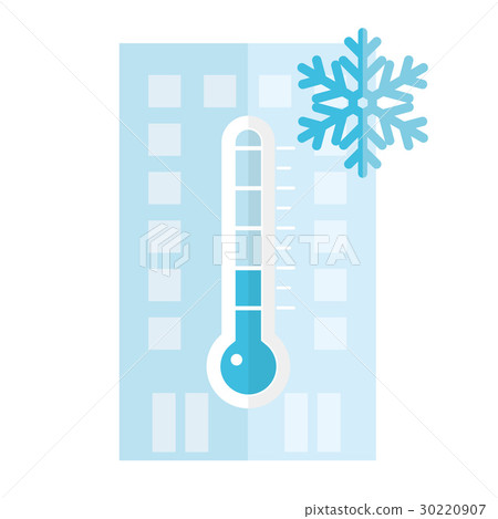 溫度計和建築圖標 30220907