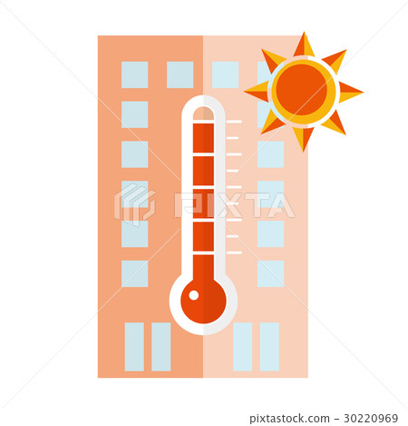 溫度計和建築圖標 30220969