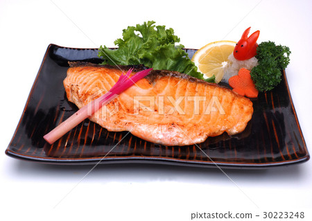 Grilled Salmon or Salmon shio yaki isolated Grilled Salmon or Salmon shio yaki isolated 30223248