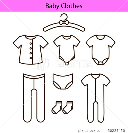 Baby clothes vector line icons. - Stock Illustration [30223450] - PIXTA