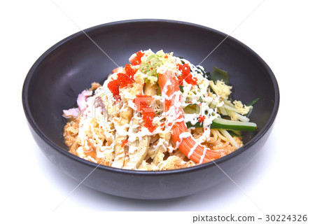 Chilled Ramen noodles , Hiyashi Chuka isolated 30224326