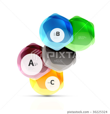 Glass color hexagons. Glossy plastic hexagon 30225324