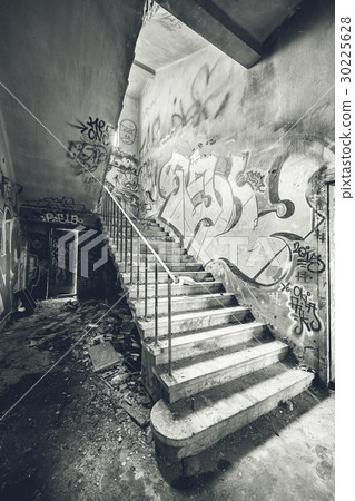 Stairway in abandoned factory 30225628