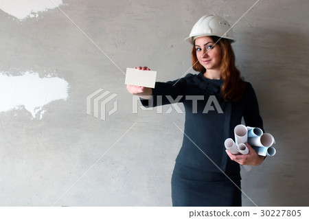 female architect at the construction site 30227805