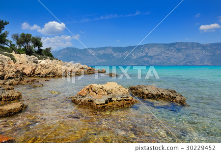 Beautiful seascape with rocky islands. Aegean sea 30229452
