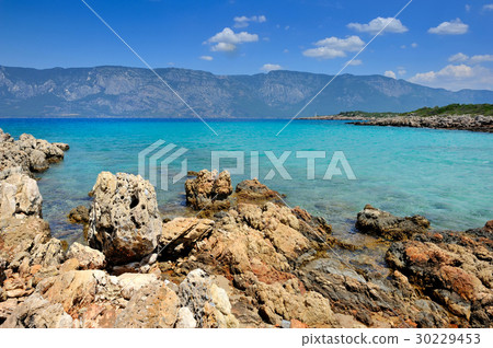Beautiful seascape with rocky islands. Aegean sea 30229453