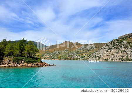 Beautiful seascape with rocky islands. Aegean sea 30229662