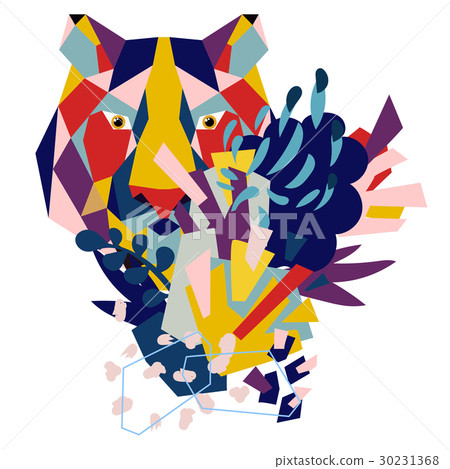 Abstract floral elements paper collage 30231368