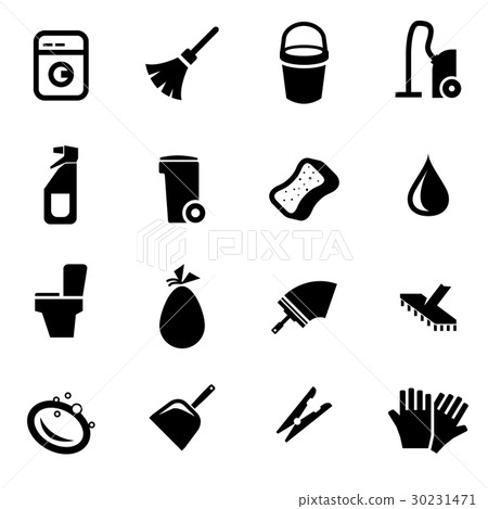 Vector black cleaning icon set Vector black cleaning icon set 30231471