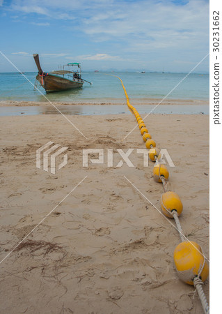Traditional long tail boat on Railay Beach. 30231662