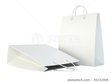 blank white shopping paper bags set 30232006