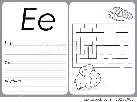 Alphabet A-Z - puzzle Worksheet - Cute Elephant 30232096