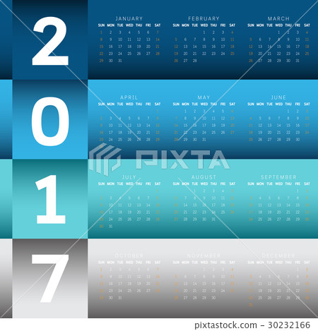 Calendar 2017 template design. Calendar 2017 template design. 30232166