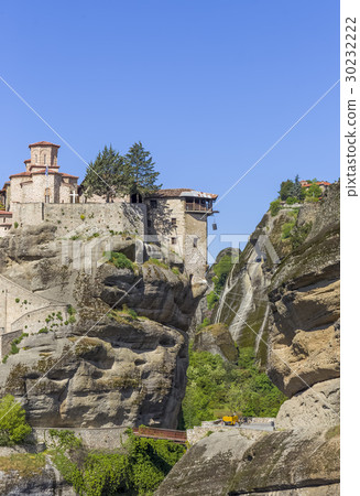 distant view on Grand Meteoro monastery, Greece distant view on Grand Meteoro monastery, Greece 30232222