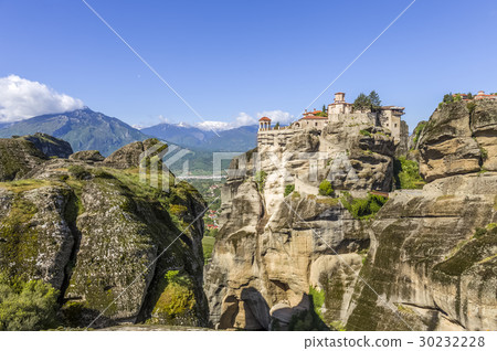 distant view on Grand Meteoro monastery, Greece distant view on Grand Meteoro monastery, Greece 30232228