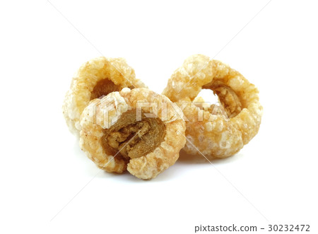 Pork rind on white background. 30232472