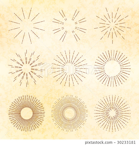 Set of retro hand-drawn starburst and sunrays 30233181
