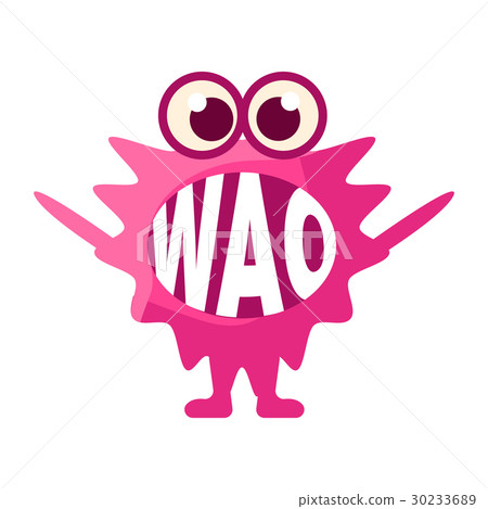 Pink Blob Saying Wao, Cute Emoji Character With Pink Blob Saying Wao, Cute Emoji Character With 30233689