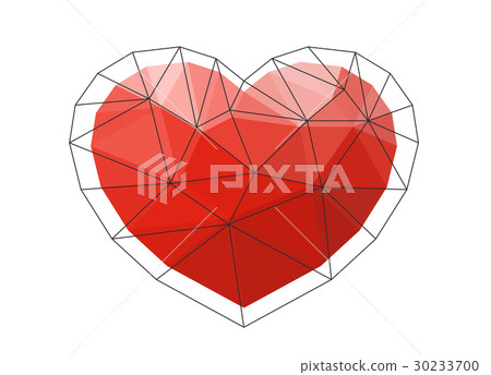 Red origami heart on white background. Red origami heart on white background. 30233700
