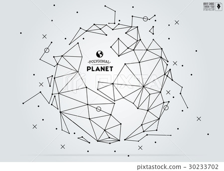 Polygonal abstract world map. Low poly Earth. Polygonal abstract world map. Low poly Earth. 30233702