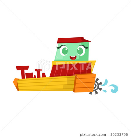 Green And Yellow Paddle Steamer Boat, Cute Girly 30233796