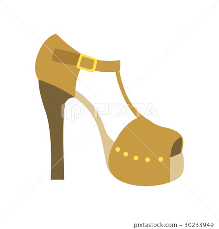Ankle Strap Shoe On A Heel, Isolated Footwear Flat Ankle Strap Shoe On A Heel, Isolated Footwear Flat 30233949