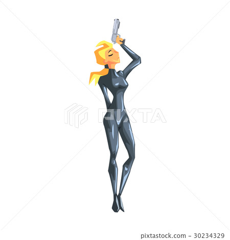 Secret Service Female Agent Posing With Gun In Cat Secret Service Female Agent Posing With Gun In Cat 30234329