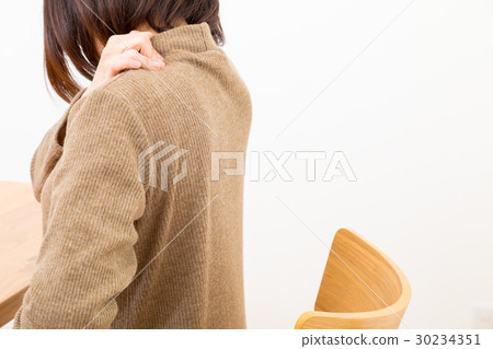 Stiff neck stiff neck stiff neck muscle pain distressed negative image poor physical condition female portrait 20's 30's Stiff neck stiff neck stiff neck muscle pain distressed negative image poor physical condition female portrait 20's 30's 30234351