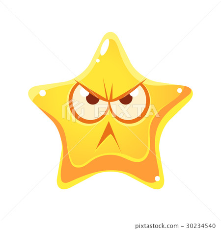 Wrathful emotional face of yellow star, cartoon 30234540