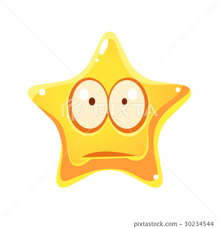 Worry and sad emotional face of yellow star 30234544