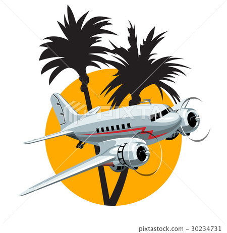 Cartoon Retro Airplane 30234731