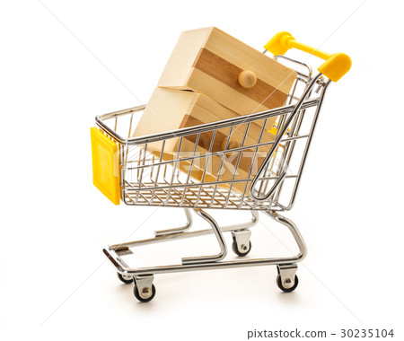 Wooden chest drawer in pushcart 30235104