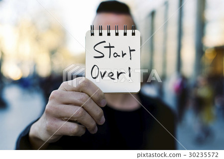 man and text start over in a note 30235572
