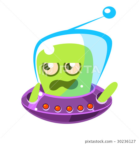 Irritated and annoyed green allien, cute cartoon 30236127