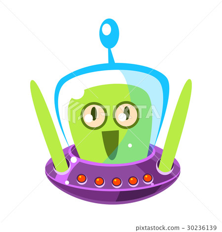 Surprised green alien, cute cartoon monster Surprised green alien, cute cartoon monster 30236139