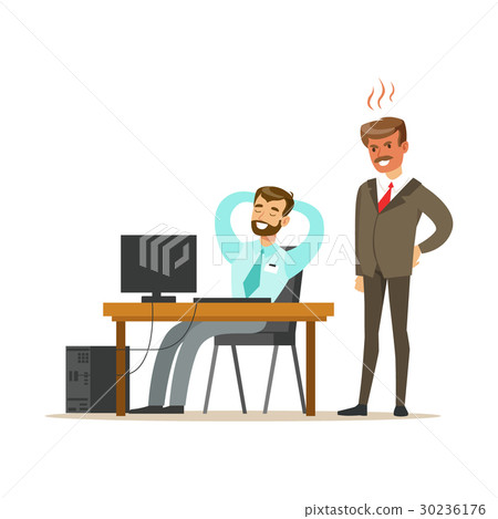 Angry boss yelling at employee. Colorful cartoon 30236176