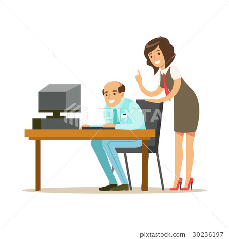 Businessmen and businesswoman working together in Businessmen and businesswoman working together in 30236197