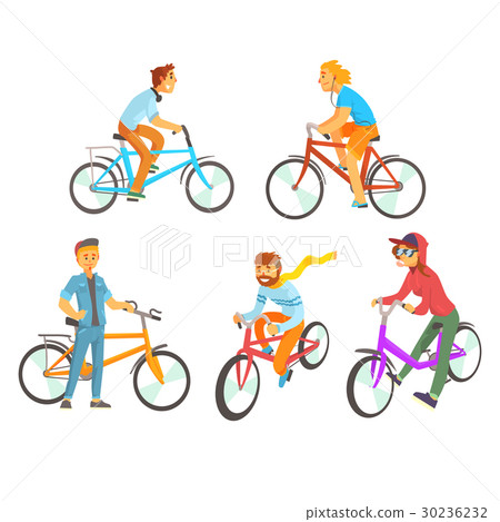 Cyclists riding bike set for label design Cyclists riding bike set for label design 30236232