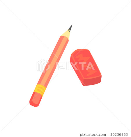 Red pencil and eraser. Artistic or school 30236563