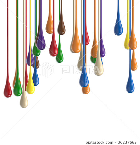 3D multicolor colorful glossy paint drop blobs 30237662