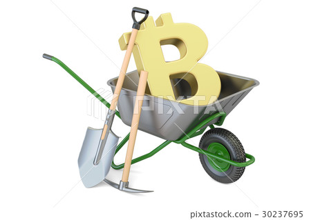 Bitcoin Mining, e-business concept. 3D rendering 30237695