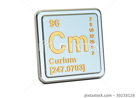 Curium Cm, chemical element sign. 3D rendering Curium Cm, chemical element sign. 3D rendering 30238128