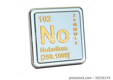Nobelium No, chemical element sign. 3D rendering Nobelium No, chemical element sign. 3D rendering 30238143