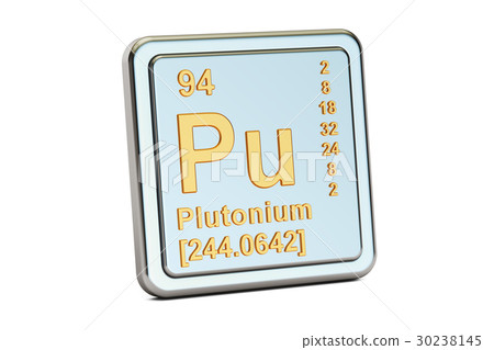 Plutonium Pu, chemical element sign. 3D rendering Plutonium Pu, chemical element sign. 3D rendering 30238145