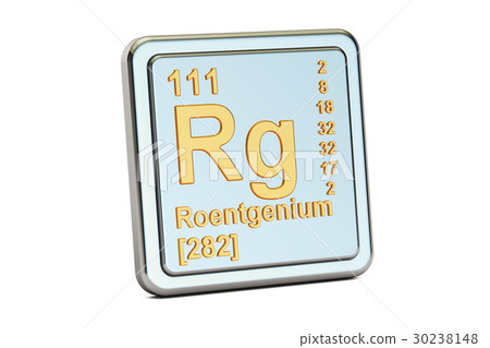 Roentgenium Rg, chemical element sign Roentgenium Rg, chemical element sign 30238148