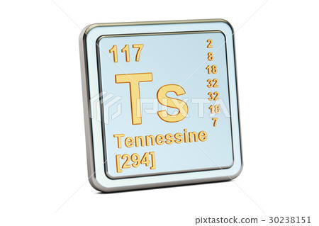 Tennessine Ts, chemical element sign. 3D rendering Tennessine Ts, chemical element sign. 3D rendering 30238151