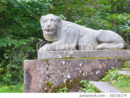 The old granite statue of a lion 30238174
