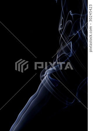 Abstract white blue smoke from aromatic sticks. Abstract white blue smoke from aromatic sticks. 30245423