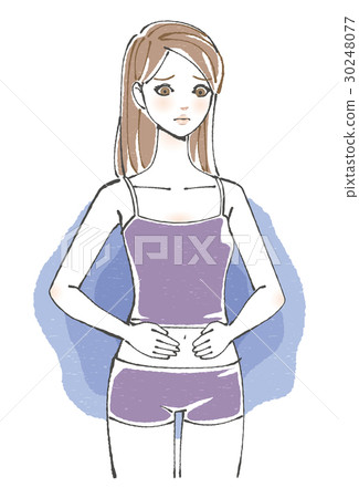 A woman feels uncomfortable on the stomach 30248077