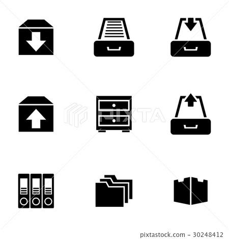 Vector black archive icon set Vector black archive icon set 30248412